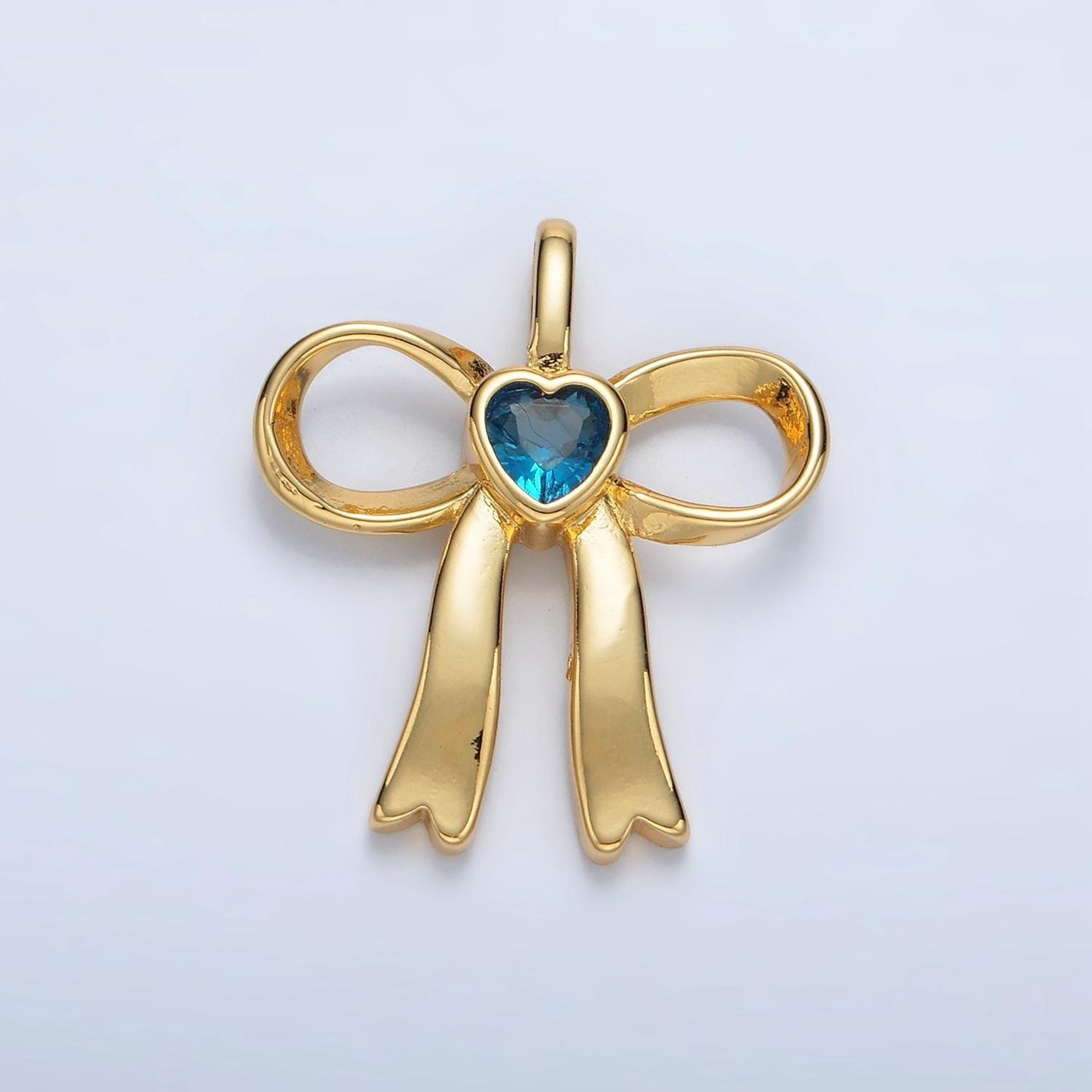 24k gold filled mini bow cz clear stone pendant, add on ribbon charm mini crystal cz birthstones for necklace bracelet supply | aa1413