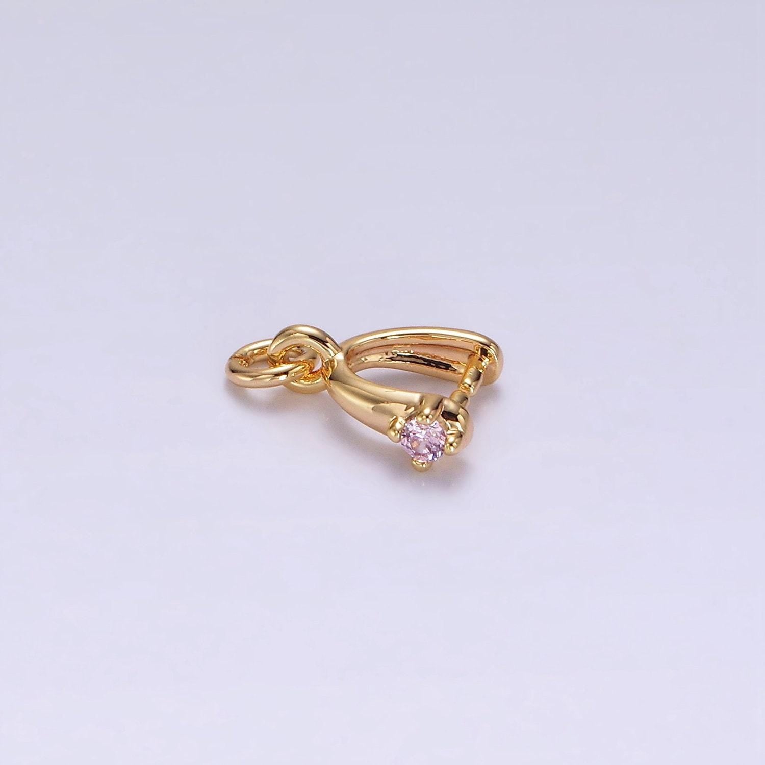 14k gold filled clear, pink, fuchsia, green cz snap bail charm jewelry making findings supply | z641~z644