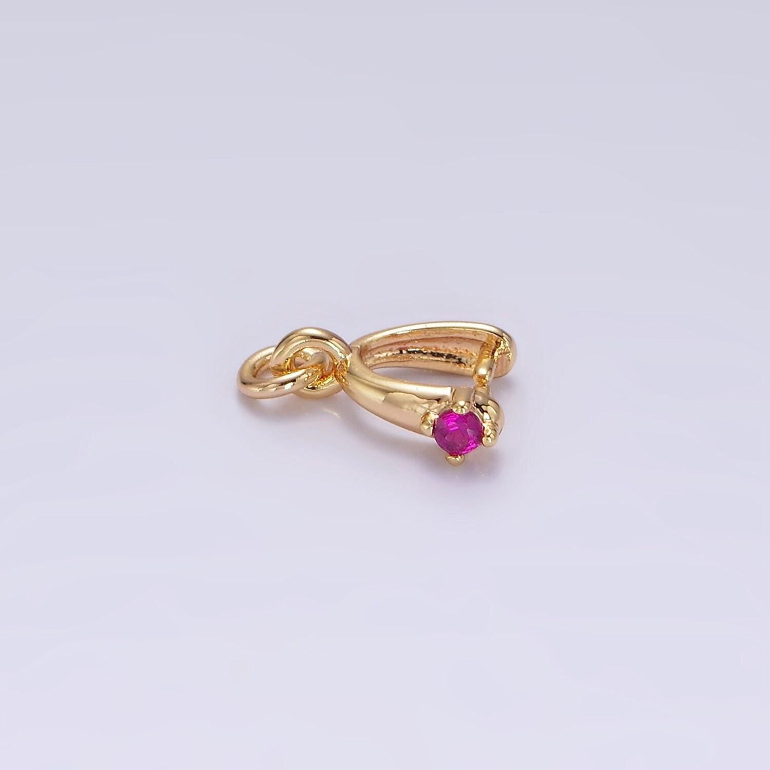14k gold filled clear, pink, fuchsia, green cz snap bail charm jewelry making findings supply | z641~z644