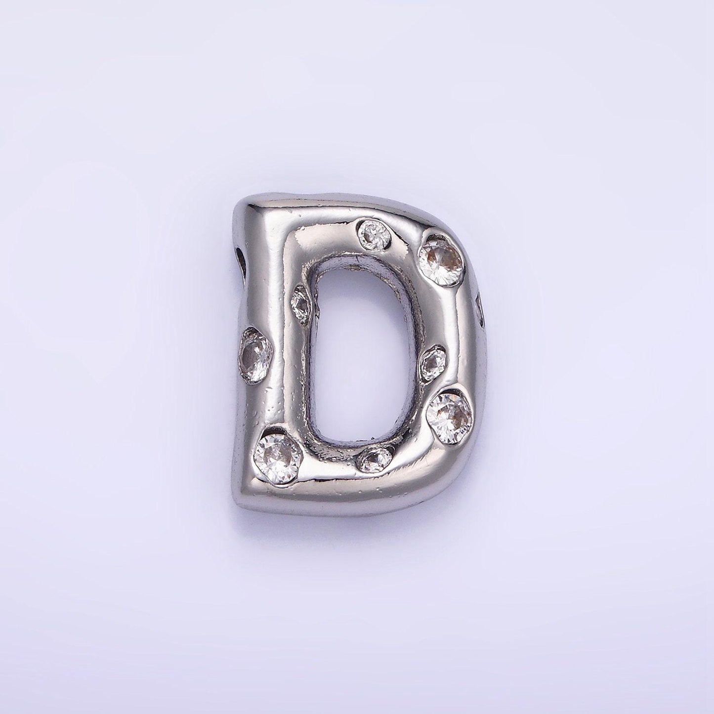 Silver pave balloon pendant cubic zirconia initial necklace charm bubble letter for diy cz alphabet personalized bubble necklace a1028-a1040