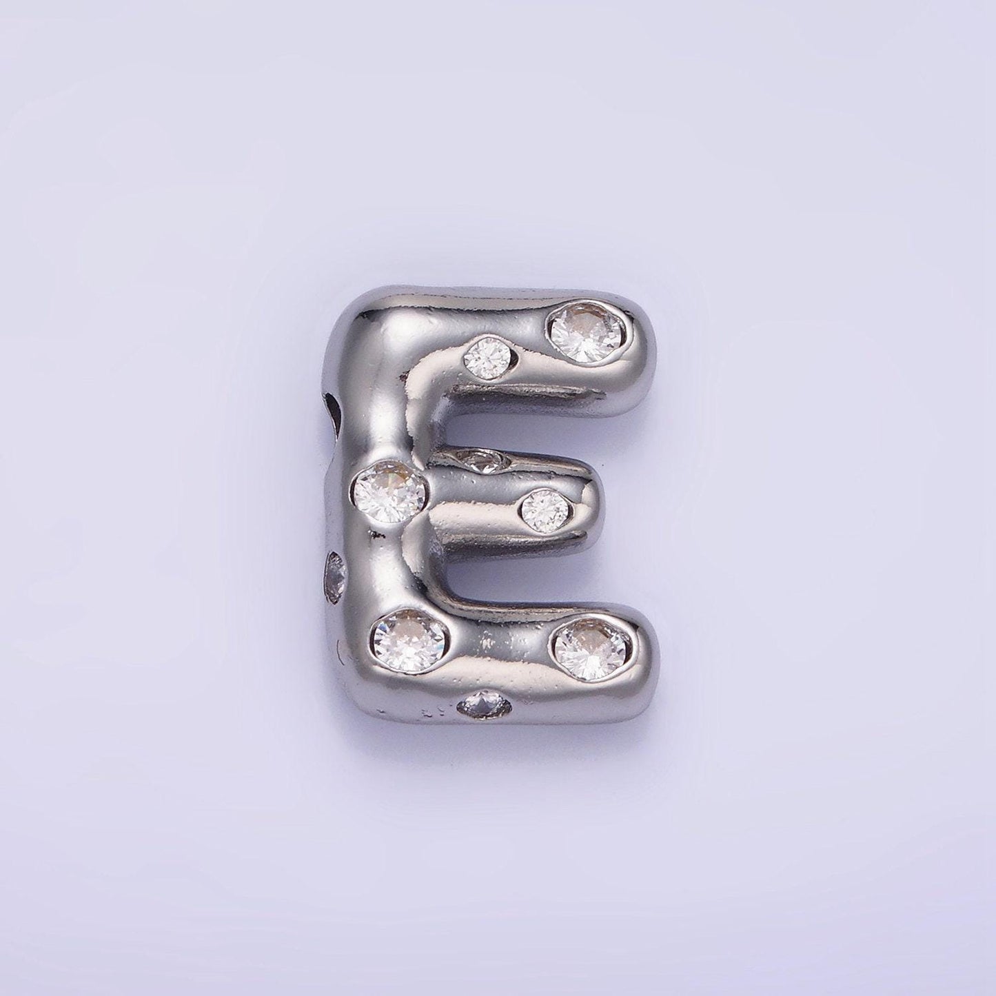 Silver pave balloon pendant cubic zirconia initial necklace charm bubble letter for diy cz alphabet personalized bubble necklace a1028-a1040