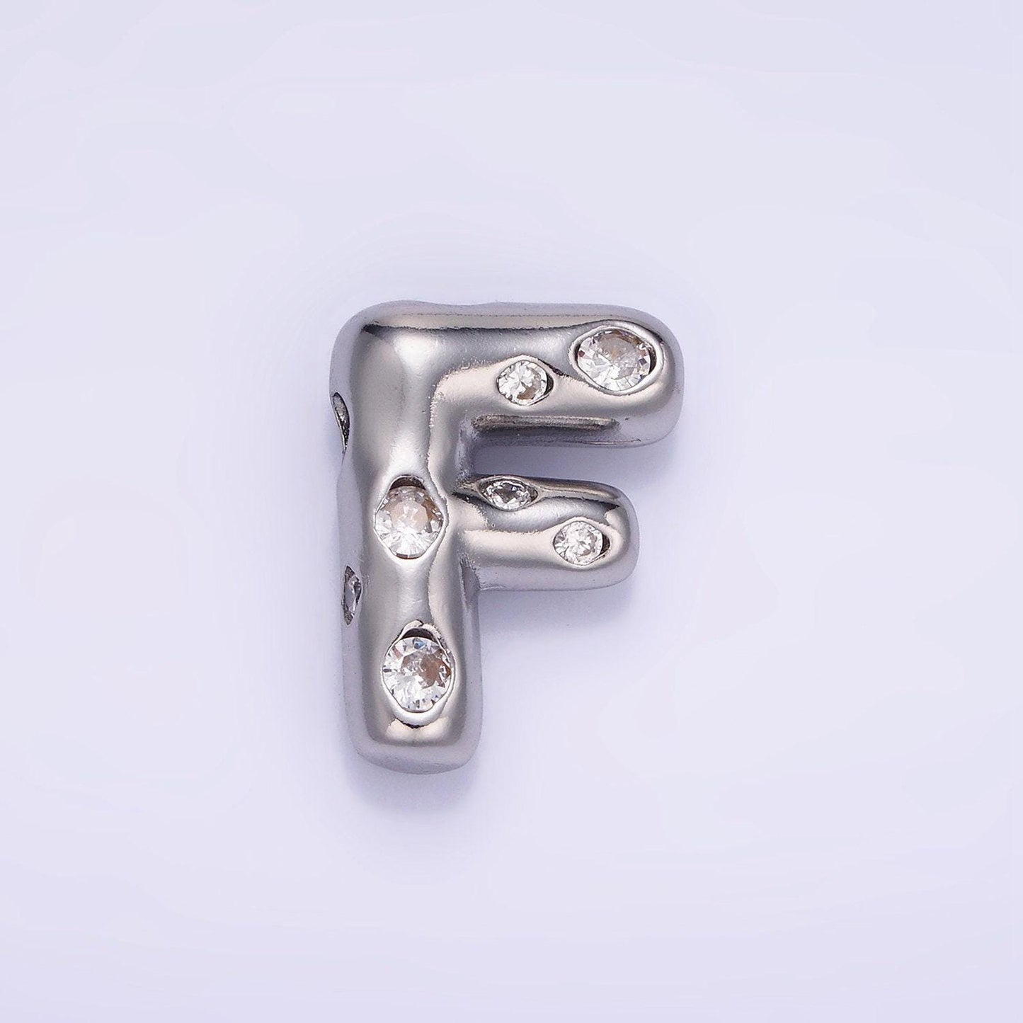 Silver pave balloon pendant cubic zirconia initial necklace charm bubble letter for diy cz alphabet personalized bubble necklace a1028-a1040