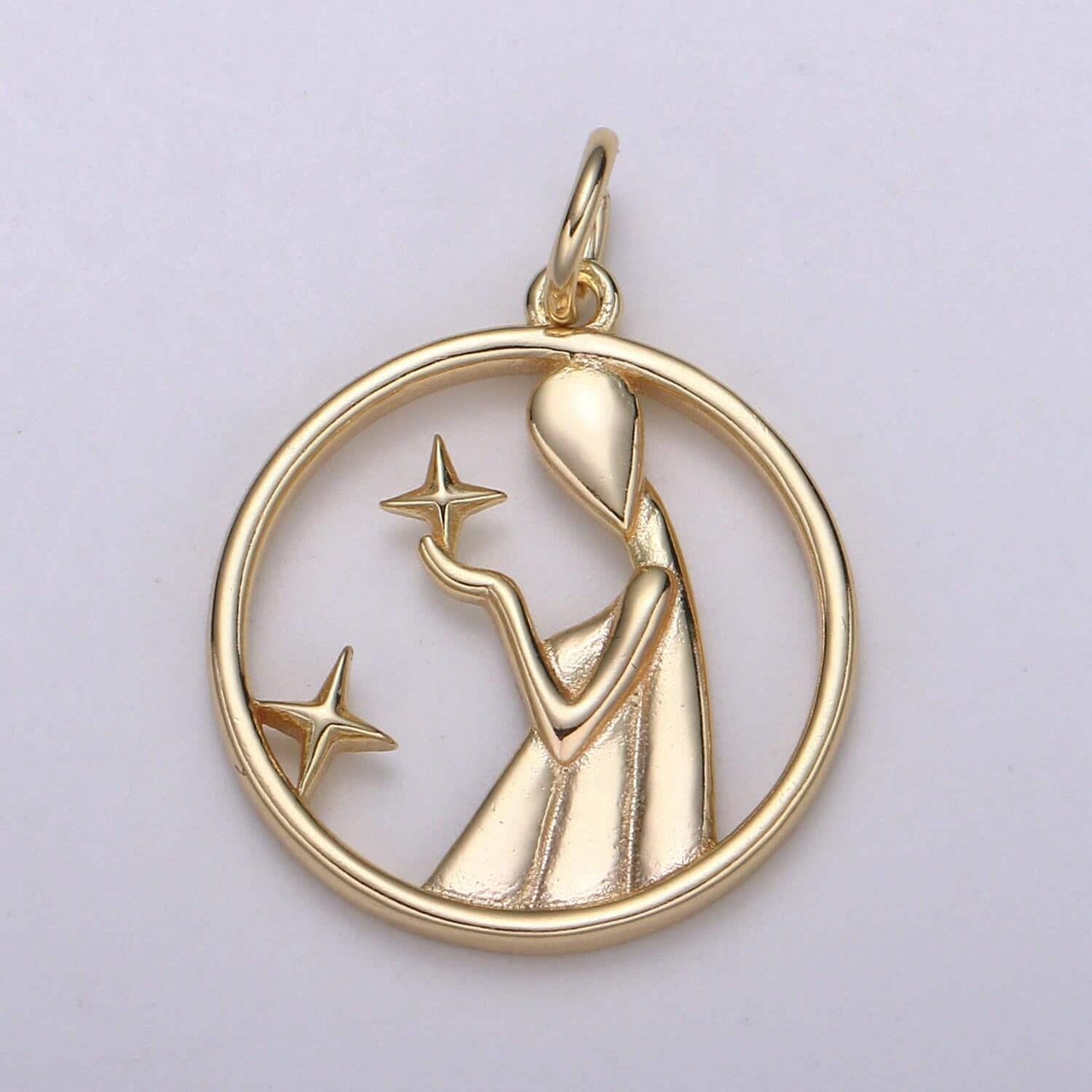 Gold vermeil zodiac charms gold over 925 sterling silver charm tiny horoscope pendant circle charm astrology horoscope constellation