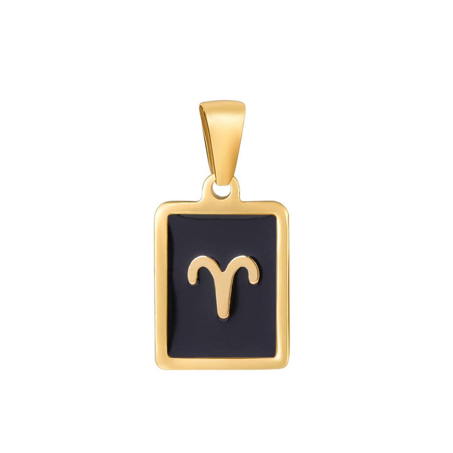Black tile tag pendant gold zodiac signs medallion charm 24k gold filled astrology charm horoscope personalized jewelry supply | a1767--1772