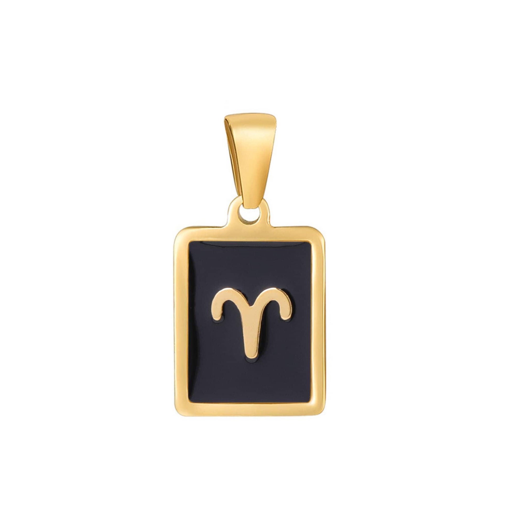 Black tile tag pendant gold zodiac signs medallion charm 24k gold filled astrology charm horoscope personalized jewelry supply | a1767--1772