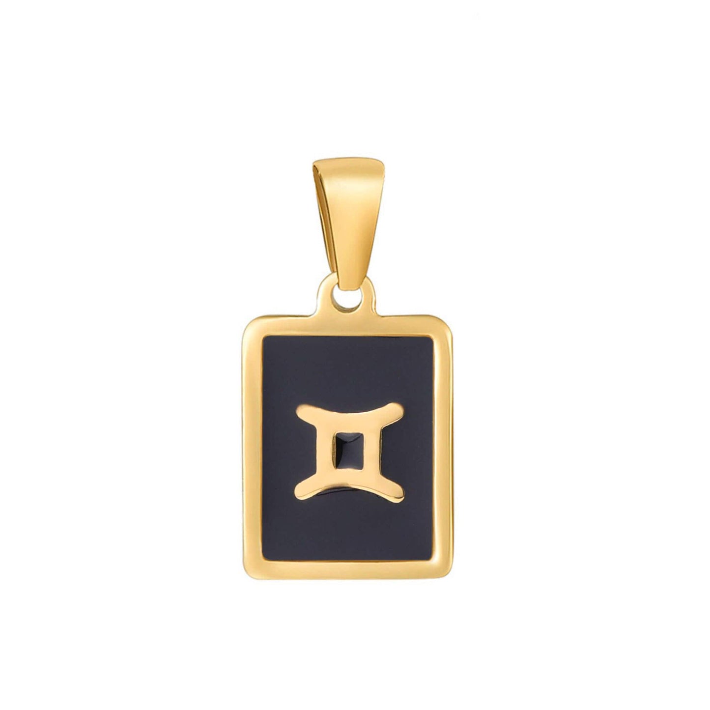 Black tile tag pendant gold zodiac signs medallion charm 24k gold filled astrology charm horoscope personalized jewelry supply | a1767--1772