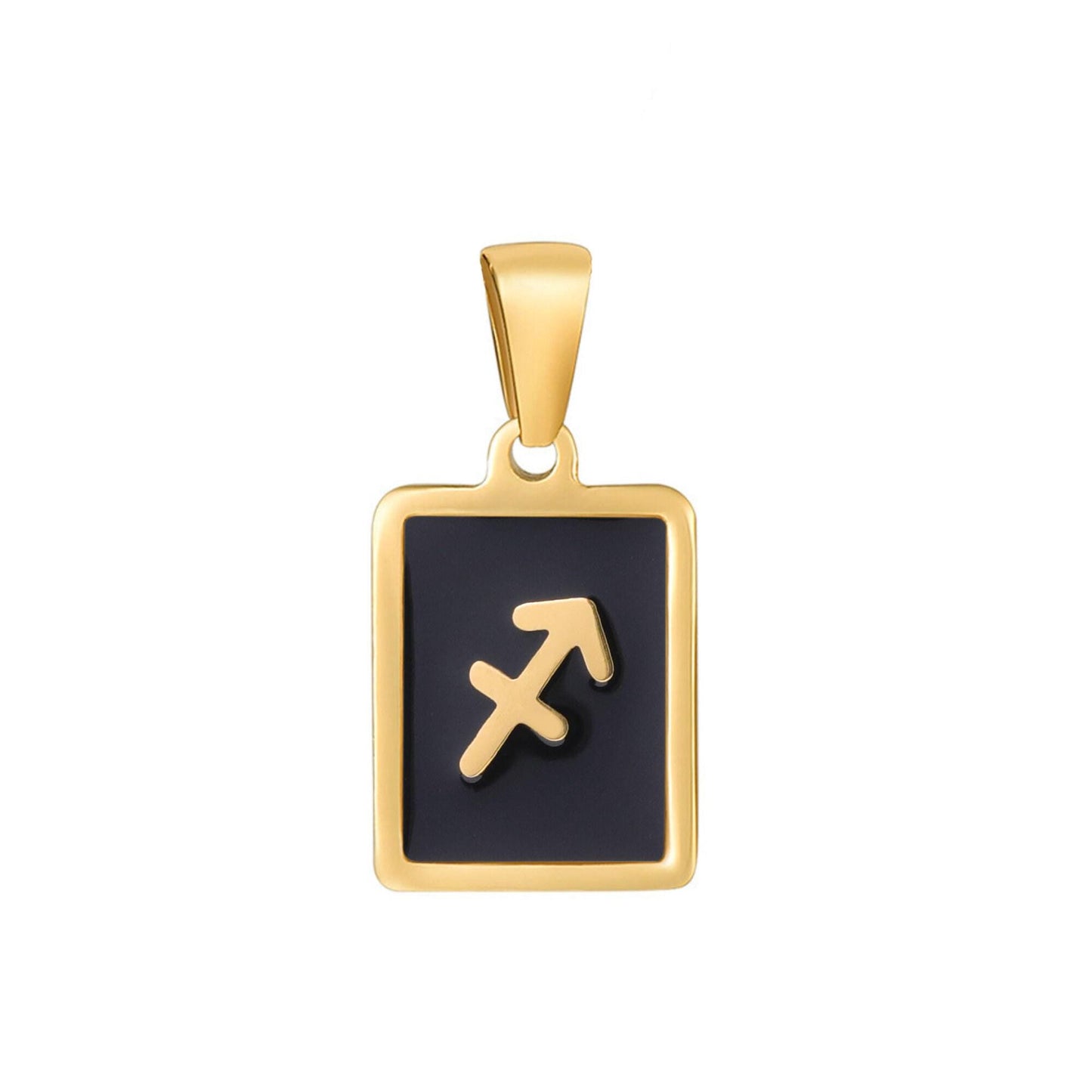Black tile tag pendant gold zodiac signs medallion charm 24k gold filled astrology charm horoscope personalized jewelry supply | a1767--1772