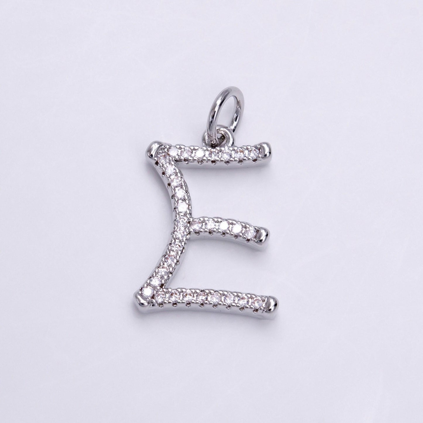 Silver initial letter micro pave charm personalized letter pendant for minimalist jewelry | a1131-a1144