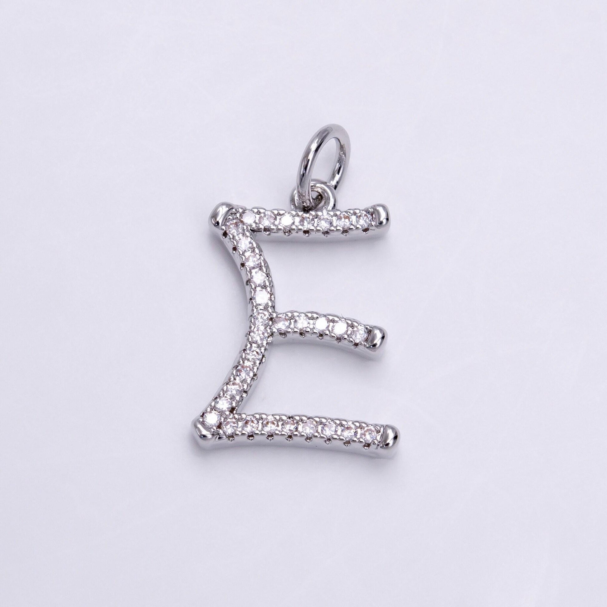 Silver initial letter micro pave charm personalized letter pendant for minimalist jewelry | a1131-a1144