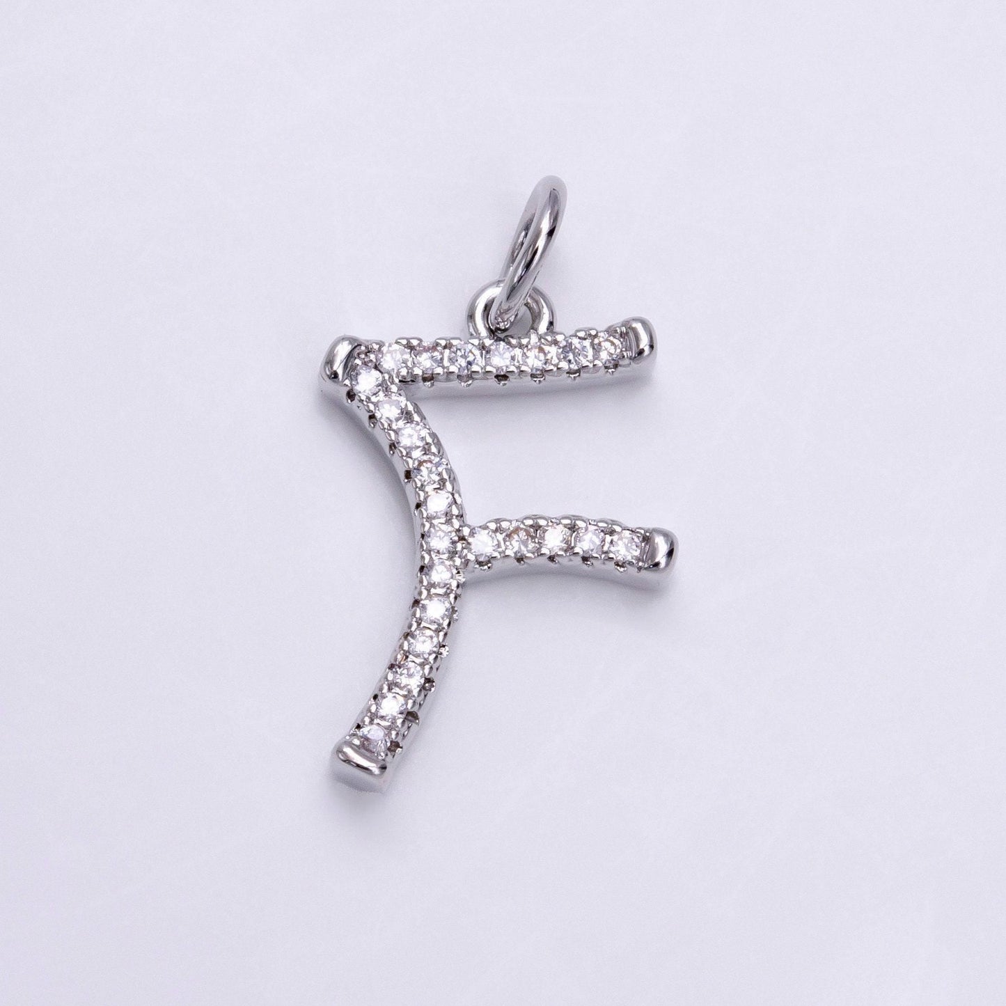 Silver initial letter micro pave charm personalized letter pendant for minimalist jewelry | a1131-a1144