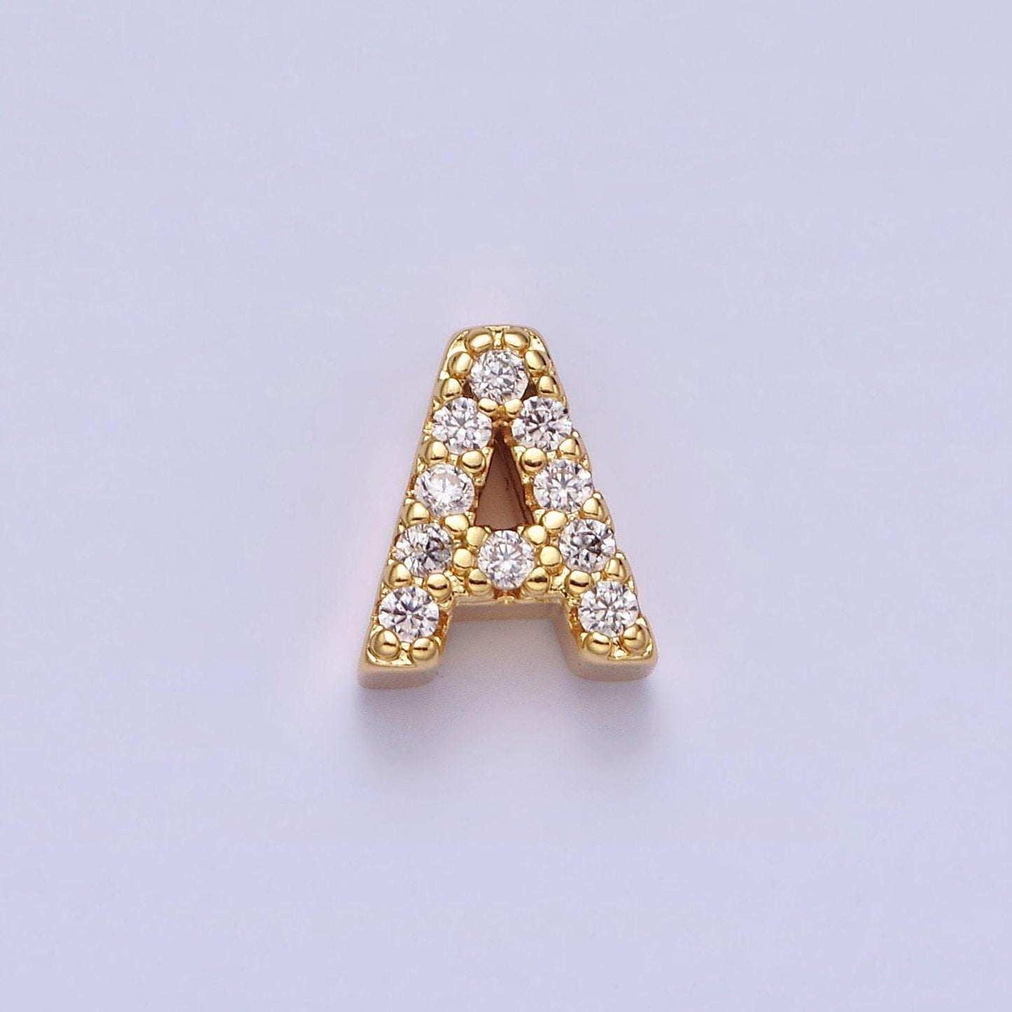Cubic zirconia 16k gold filled letter charms cz initial charms, bracelet charms, mini pendant charms for necklace alphabet beads charm ad729