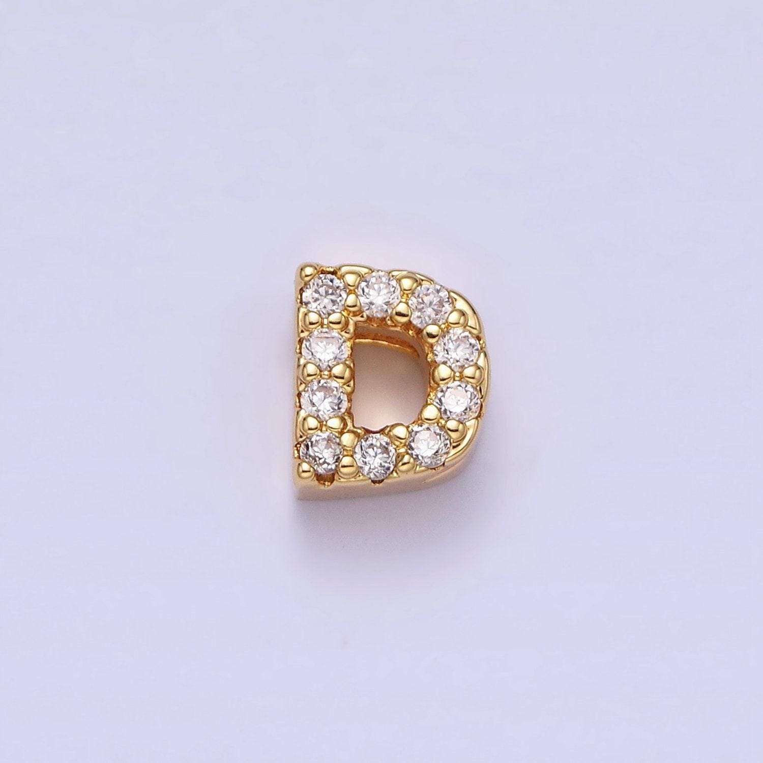 Cubic zirconia 16k gold filled letter charms cz initial charms, bracelet charms, mini pendant charms for necklace alphabet beads charm ad729