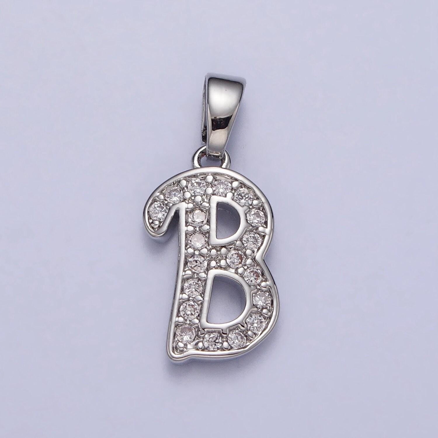 Add on silver letter charm, personalized initial pendant, custom alphabet charm, cubic zirconia letter charm, monogram jewelry, name pendant