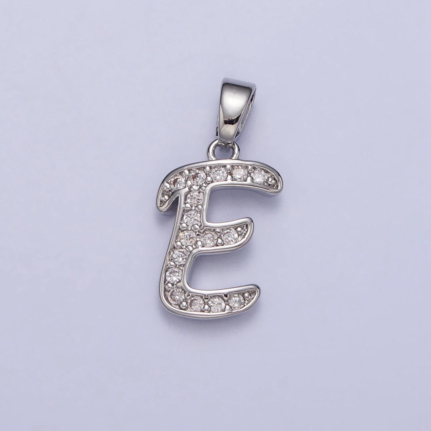 Add on silver letter charm, personalized initial pendant, custom alphabet charm, cubic zirconia letter charm, monogram jewelry, name pendant