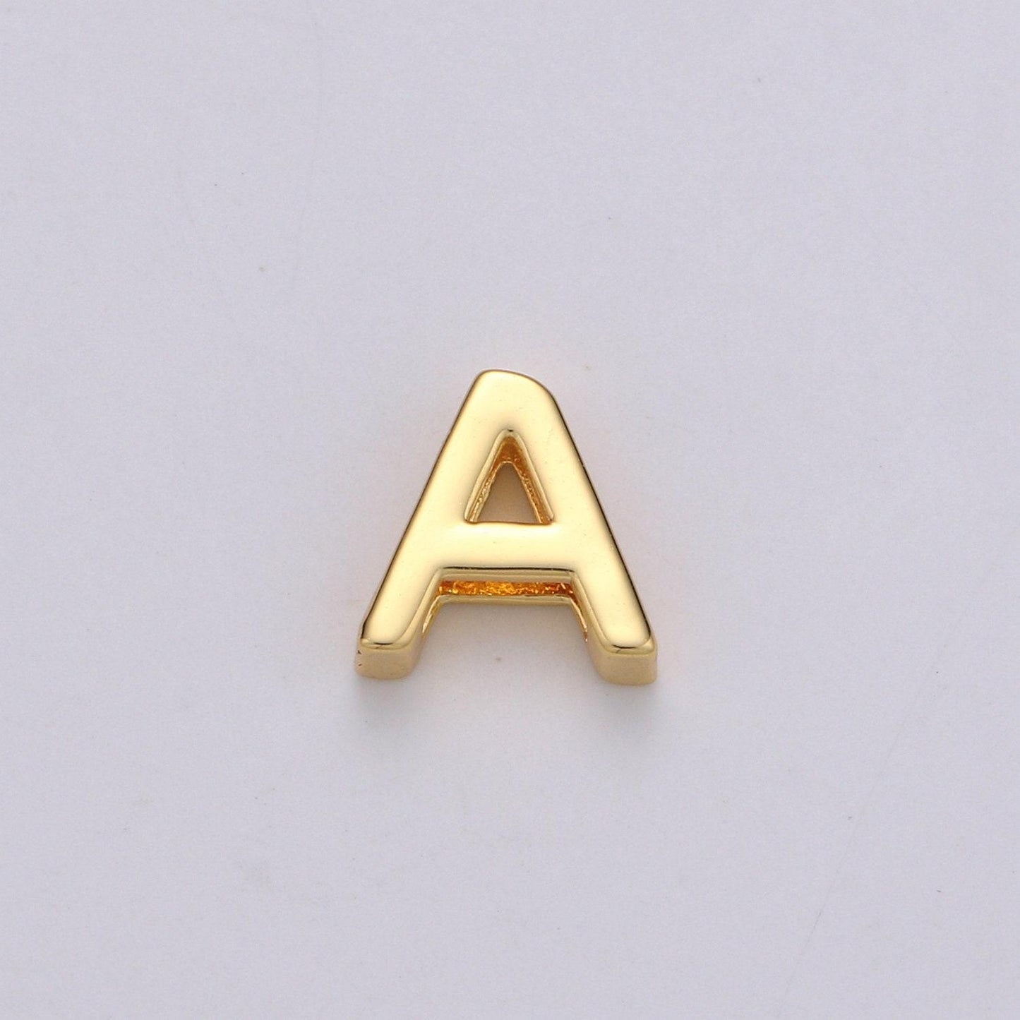 1x gold initial letter pendant, initials letter bead charm side slider letter a-z personalized alphabet jewelry making, alph-013