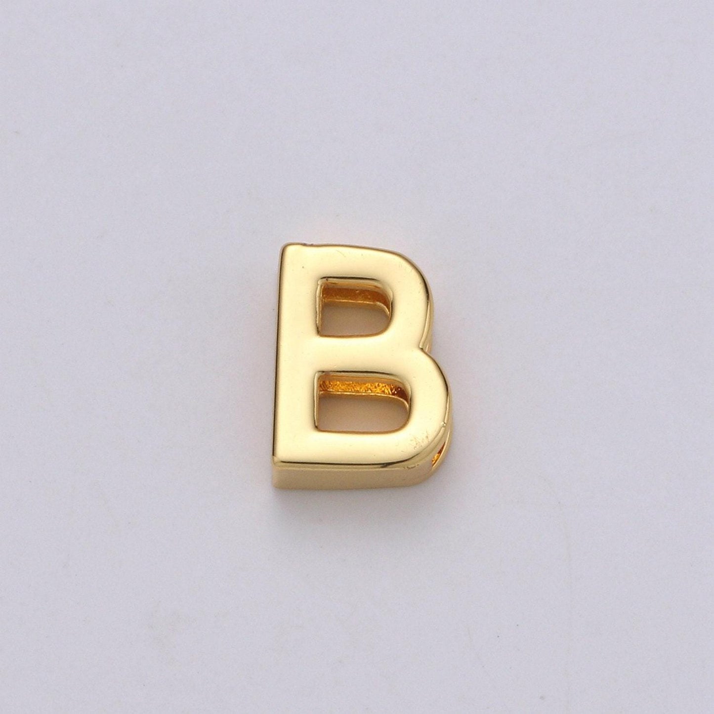 1x gold initial letter pendant, initials letter bead charm side slider letter a-z personalized alphabet jewelry making, alph-013