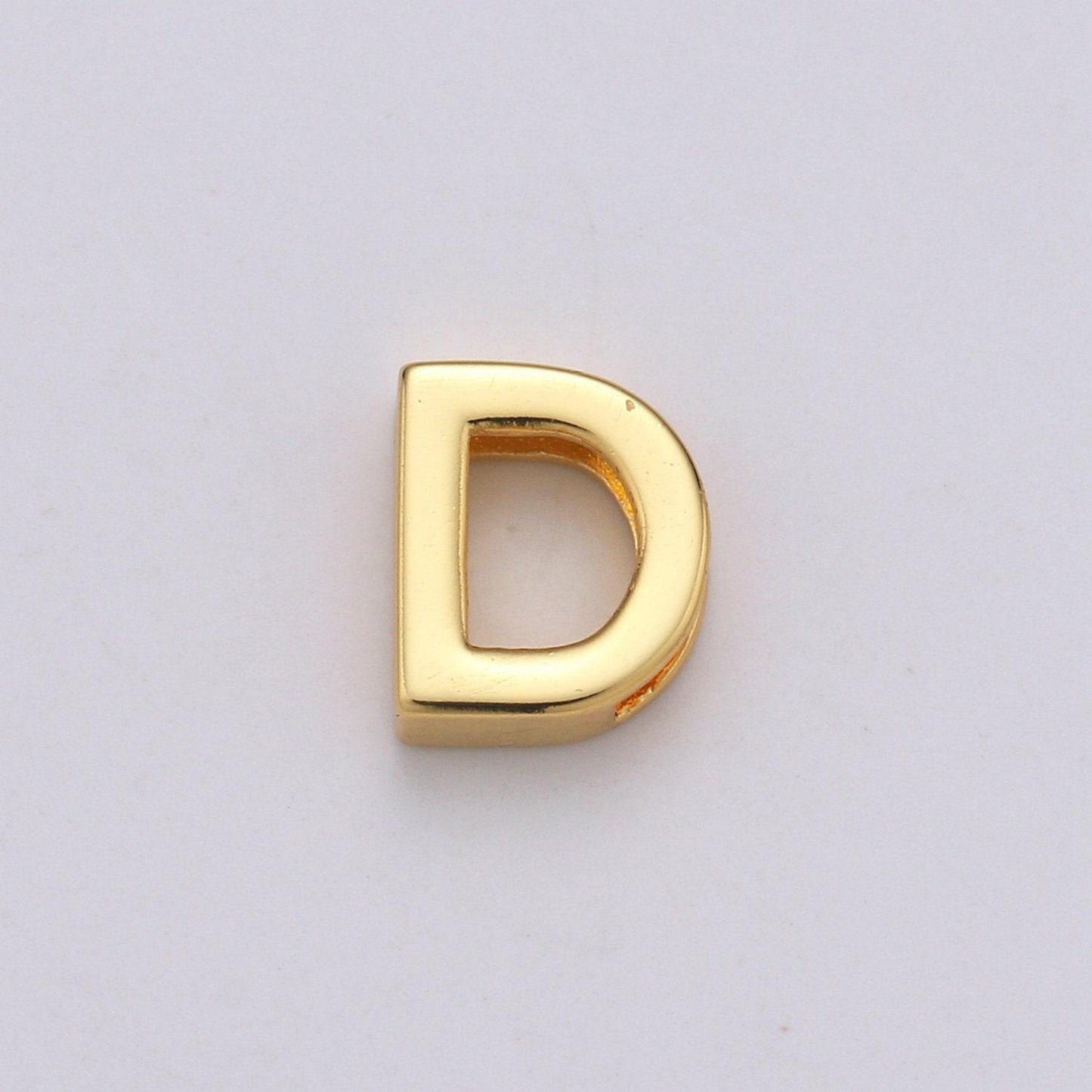 1x gold initial letter pendant, initials letter bead charm side slider letter a-z personalized alphabet jewelry making, alph-013