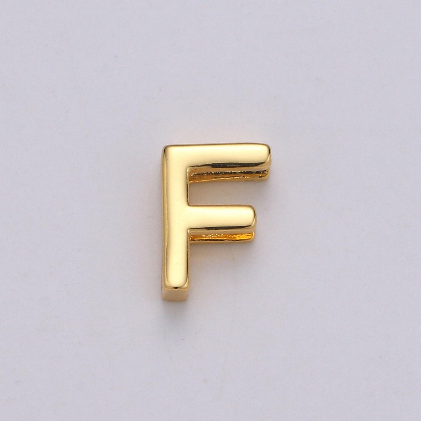 1x gold initial letter pendant, initials letter bead charm side slider letter a-z personalized alphabet jewelry making, alph-013