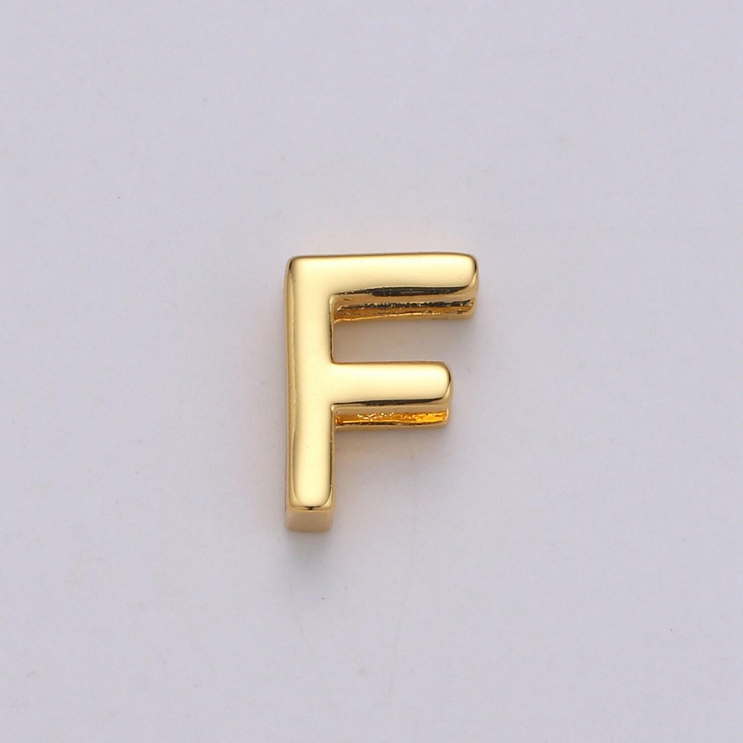 1x gold initial letter pendant, initials letter bead charm side slider letter a-z personalized alphabet jewelry making, alph-013