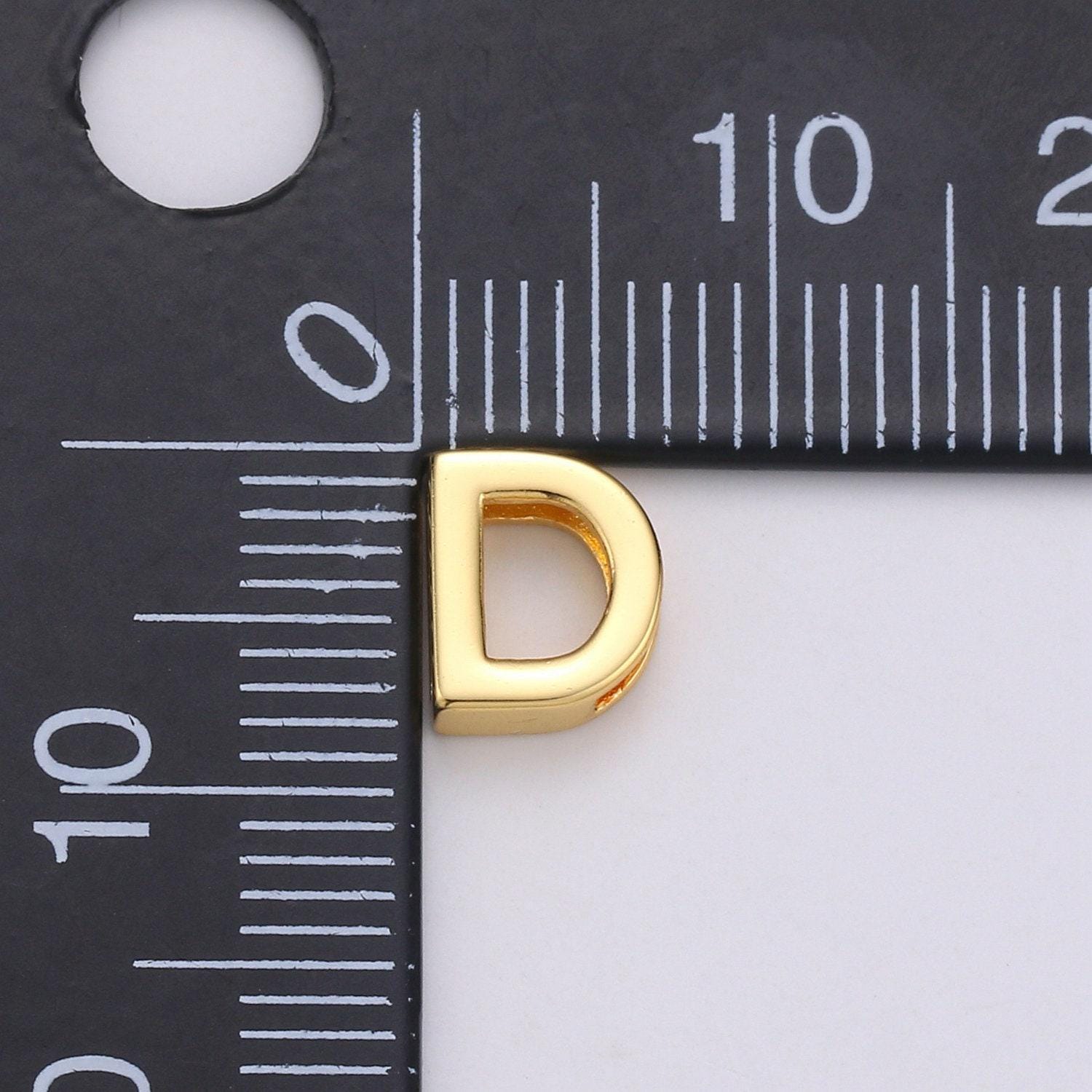 1x gold initial letter pendant, initials letter bead charm side slider letter a-z personalized alphabet jewelry making, alph-013