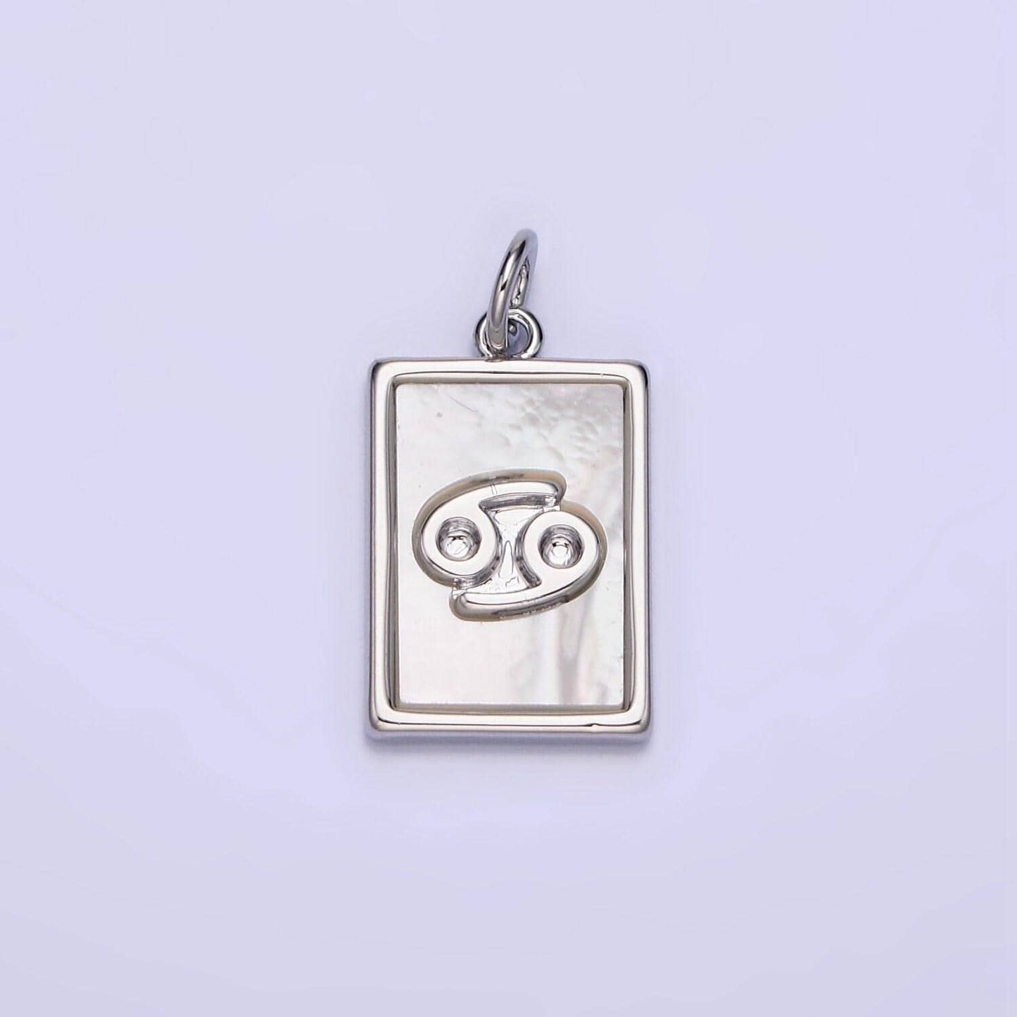 Astrology zodiac symbol charms in silver square tag pearl pendant for personalized jewelry making supply a1259