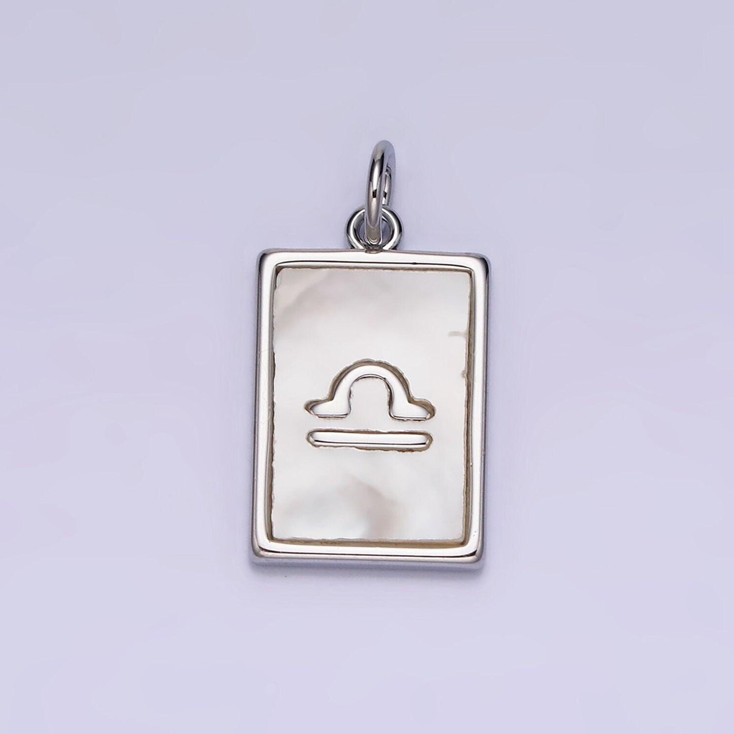 Astrology zodiac symbol charms in silver square tag pearl pendant for personalized jewelry making supply a1259