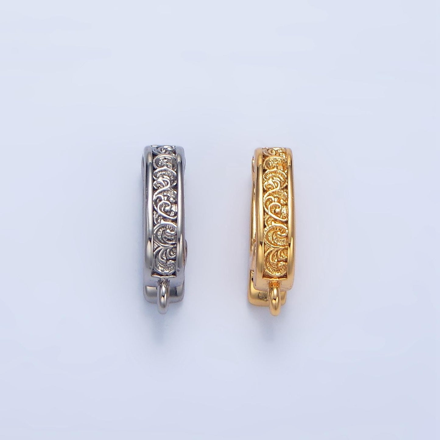 Snap bail clasp vine design gold & silver 24k gold filled supply | z-973