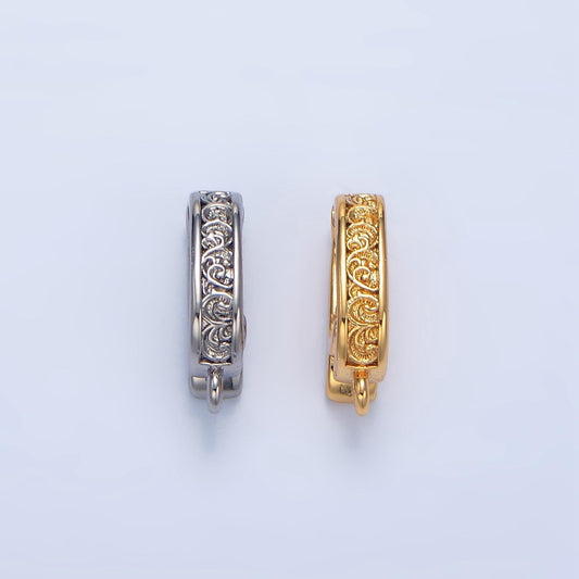 Snap bail clasp vine design gold & silver 24k gold filled supply | z-973