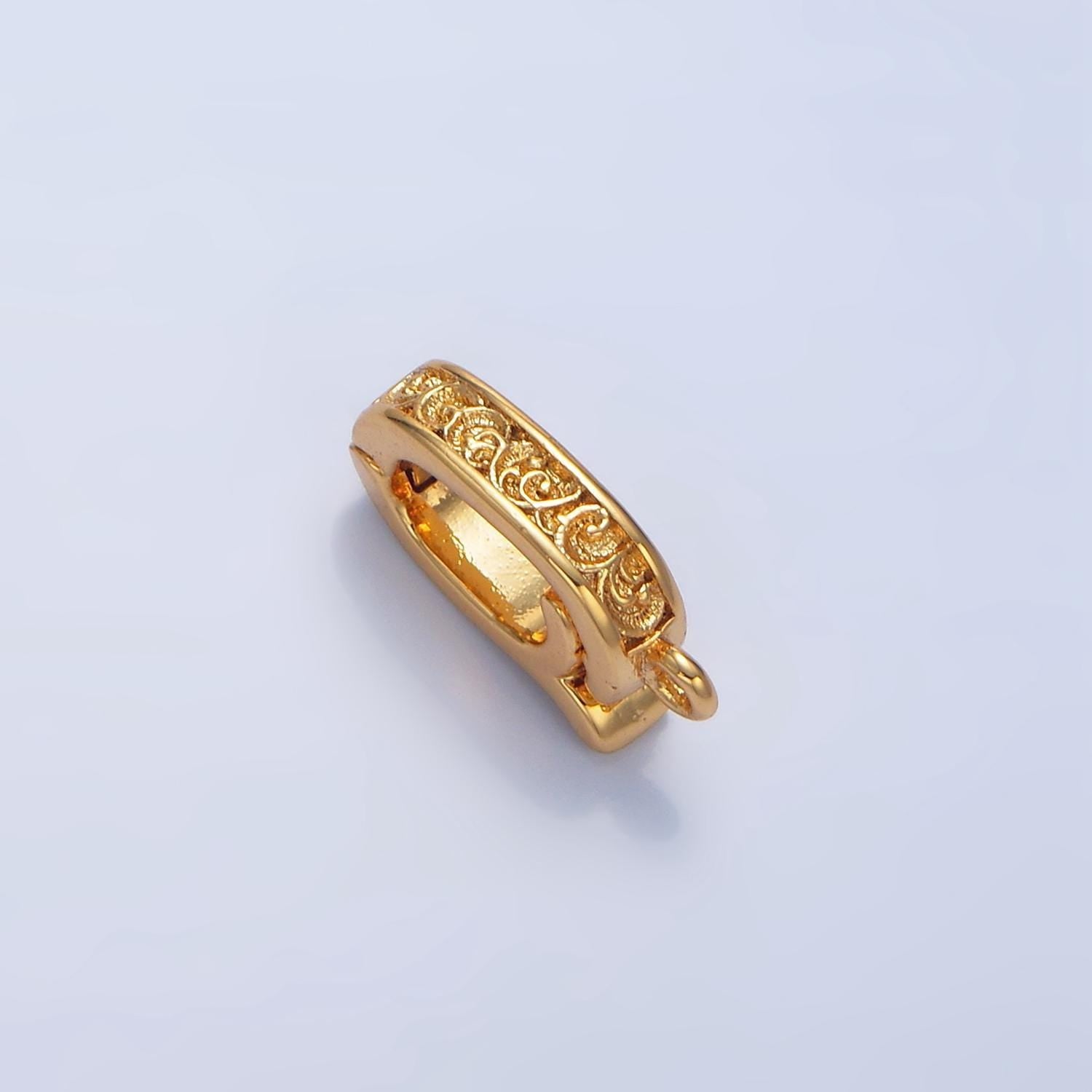 Snap bail clasp vine design gold & silver 24k gold filled supply | z-973