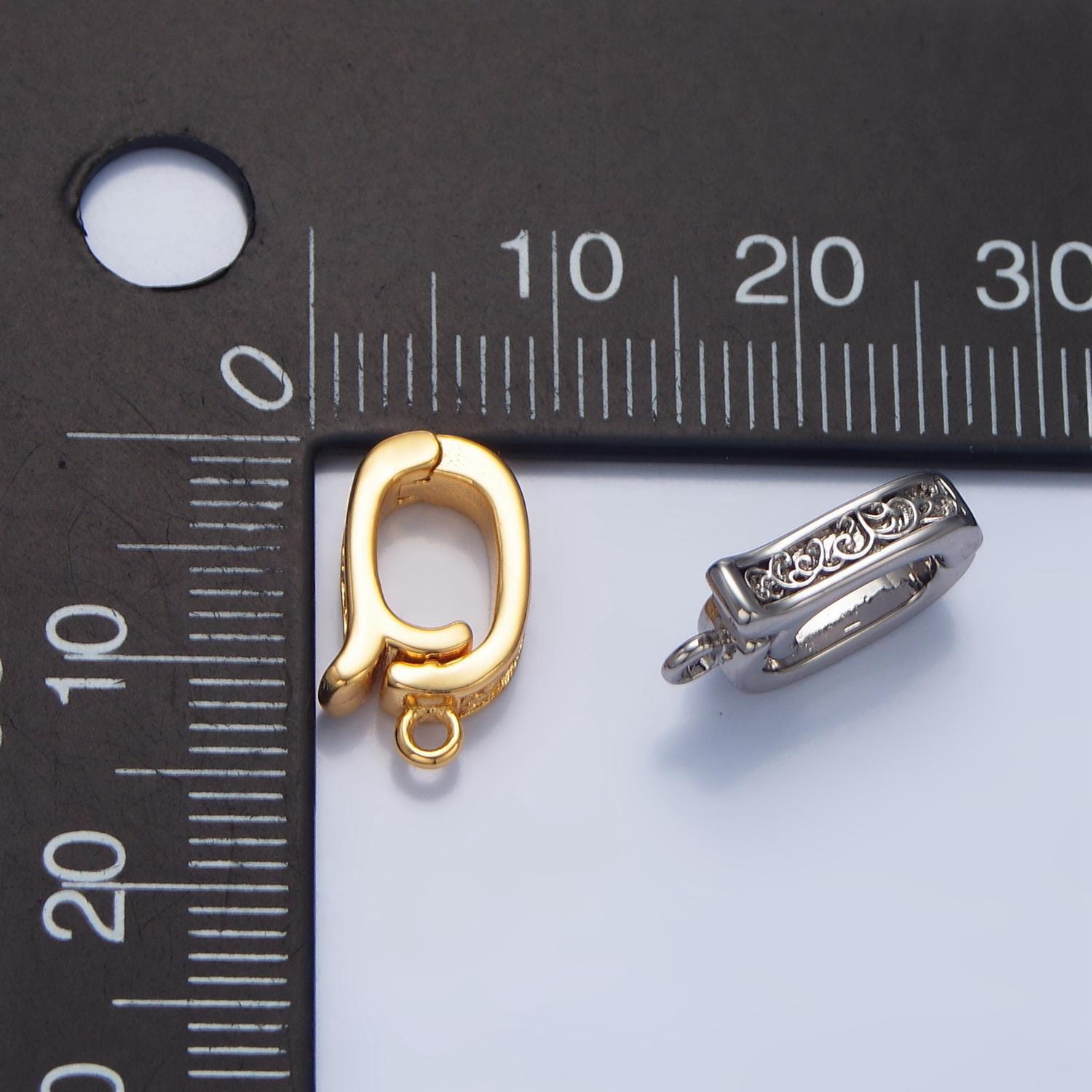 Snap bail clasp vine design gold & silver 24k gold filled supply | z-973
