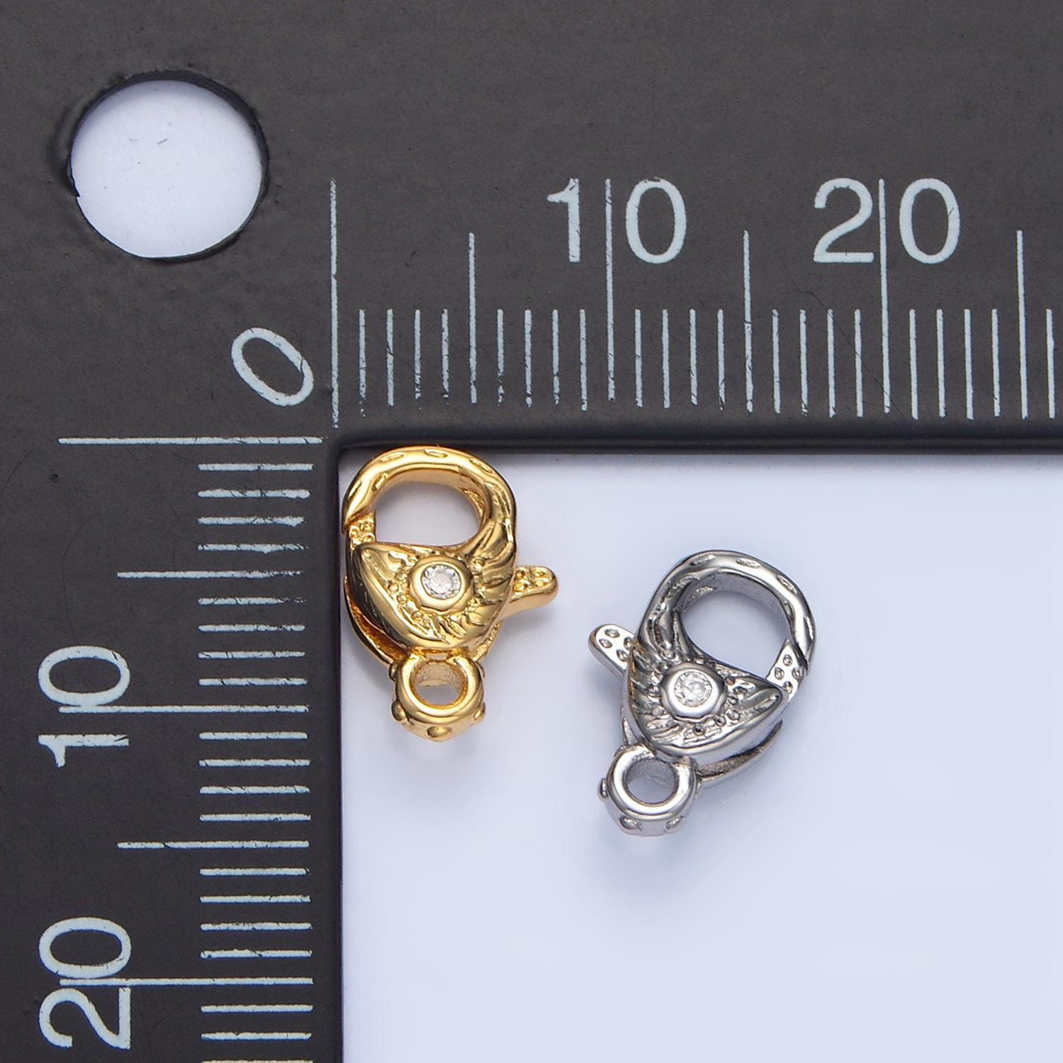 Mini 24k gold filled artisan rustic lobster clasps with clear cz for bracelet necklace jewelry supply in gold silver z965