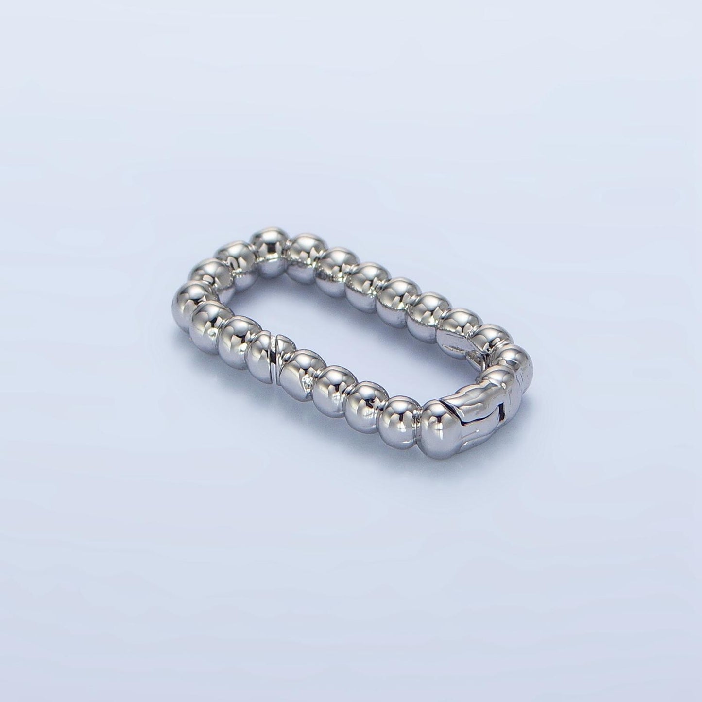 Dainty beaded oval gold push gate ring, 18.9 x 10.1 mm oval ball beaded ring charm holder enhanced link for jewelry supply z958