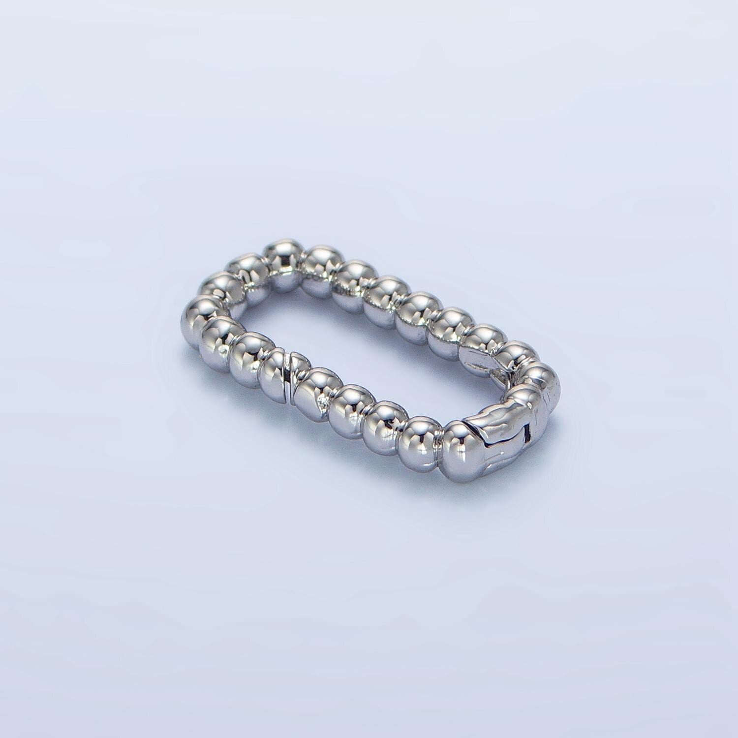Dainty beaded oval gold push gate ring, 18.9 x 10.1 mm oval ball beaded ring charm holder enhanced link for jewelry supply z958