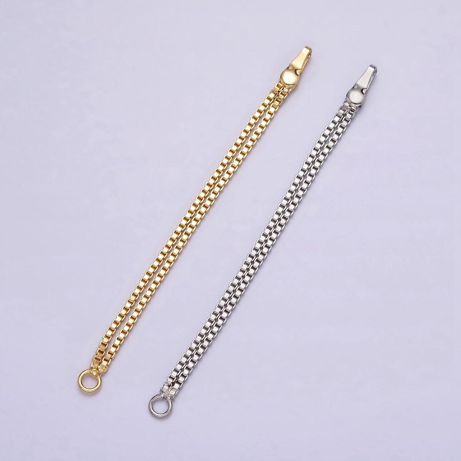 Gold, silver 5mm double box chain open loop linear earring drop jewelry making supply | z933 z934