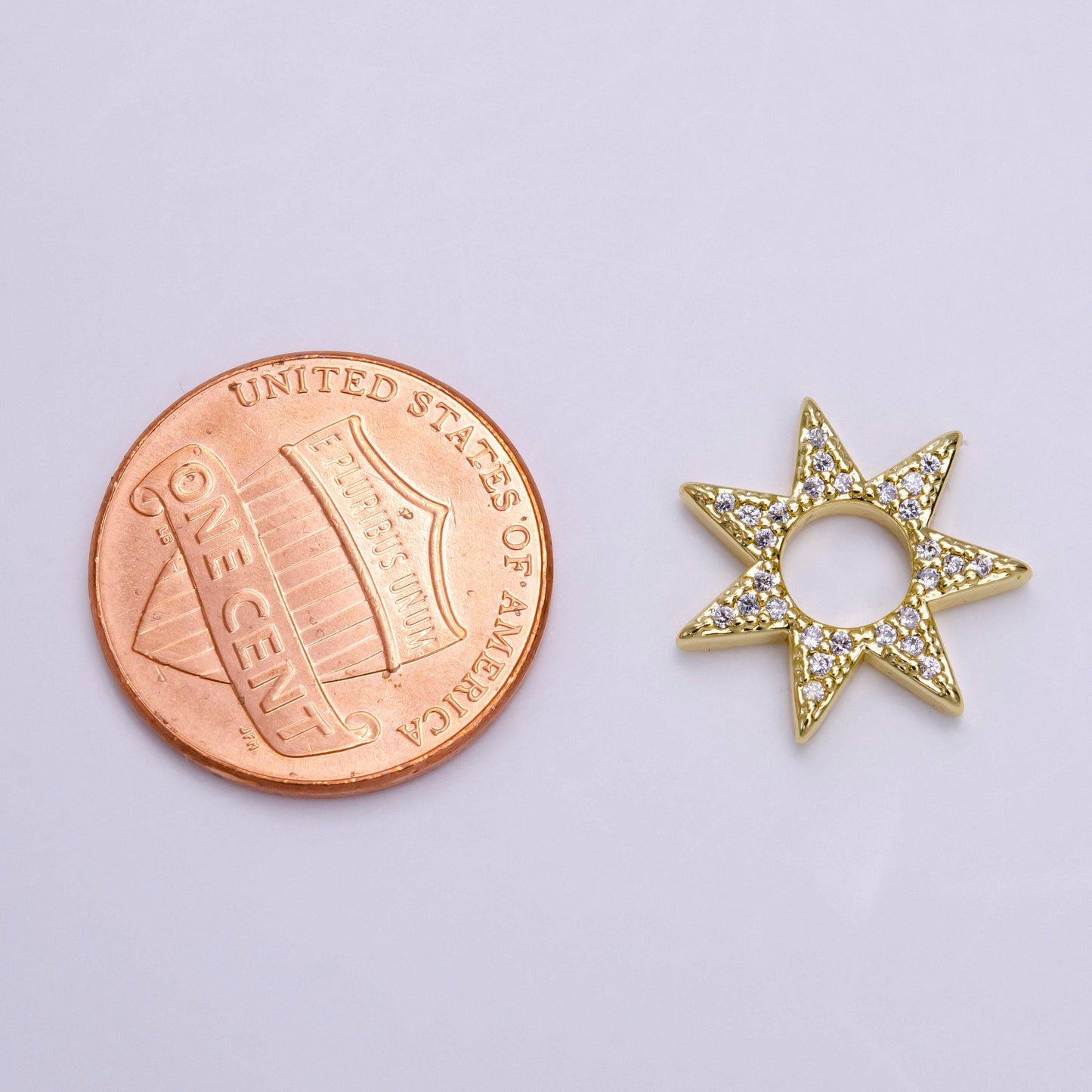 16k gold filled open micro paved cz celestial star open charm jewelry making supply | z931