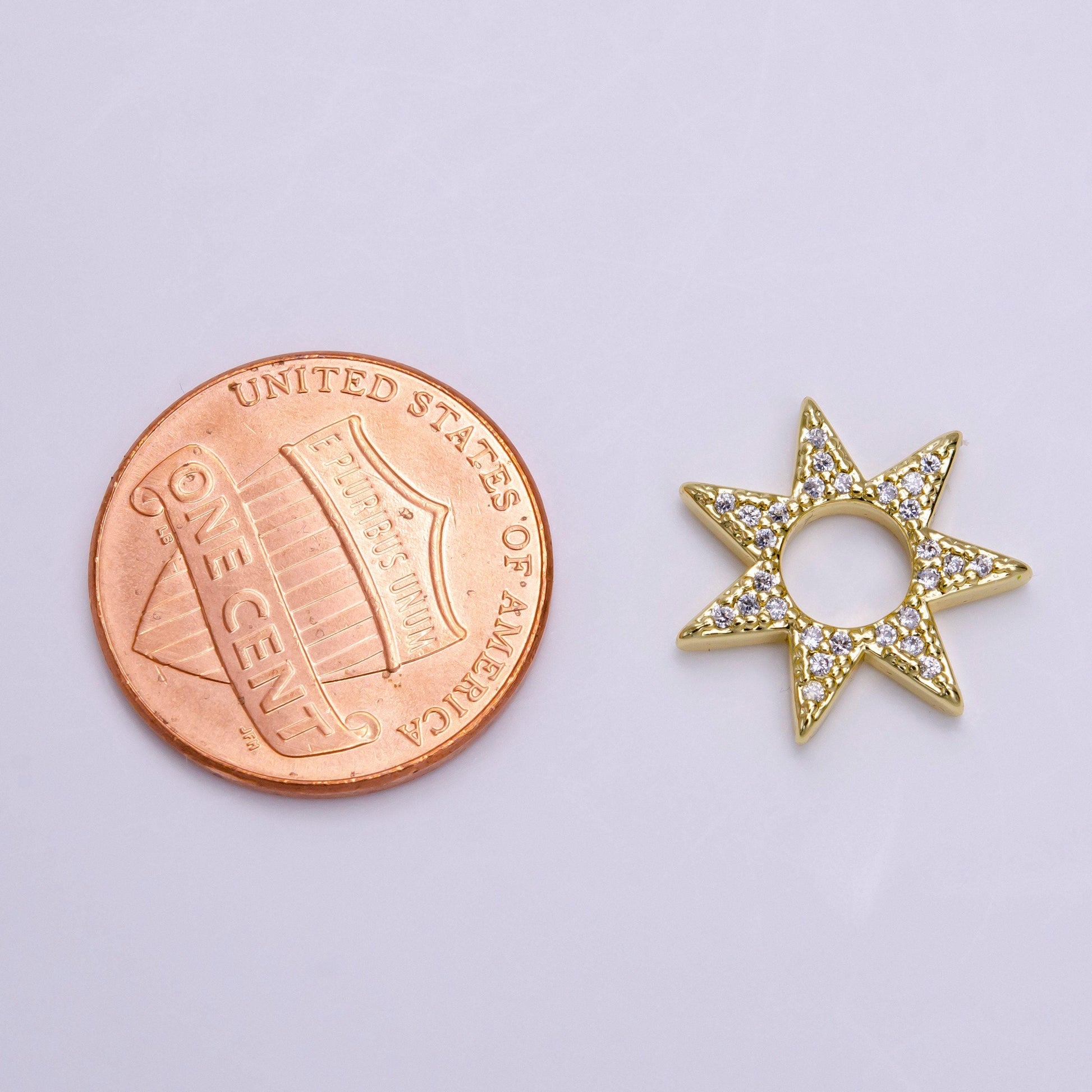 16k gold filled open micro paved cz celestial star open charm jewelry making supply | z931