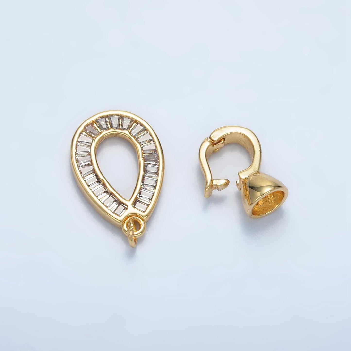 24k gold filled cz cord end caps leather cord end cap w/ push gate clasp for jewelry making supplies, cord cap for bracelet z900