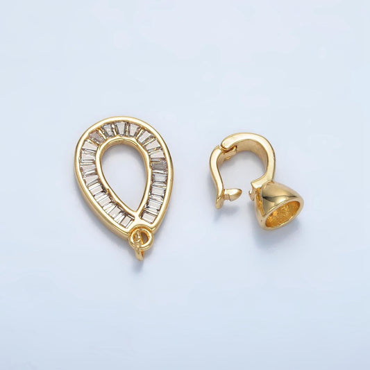 24k gold filled cz cord end caps leather cord end cap w/ push gate clasp for jewelry making supplies, cord cap for bracelet z900