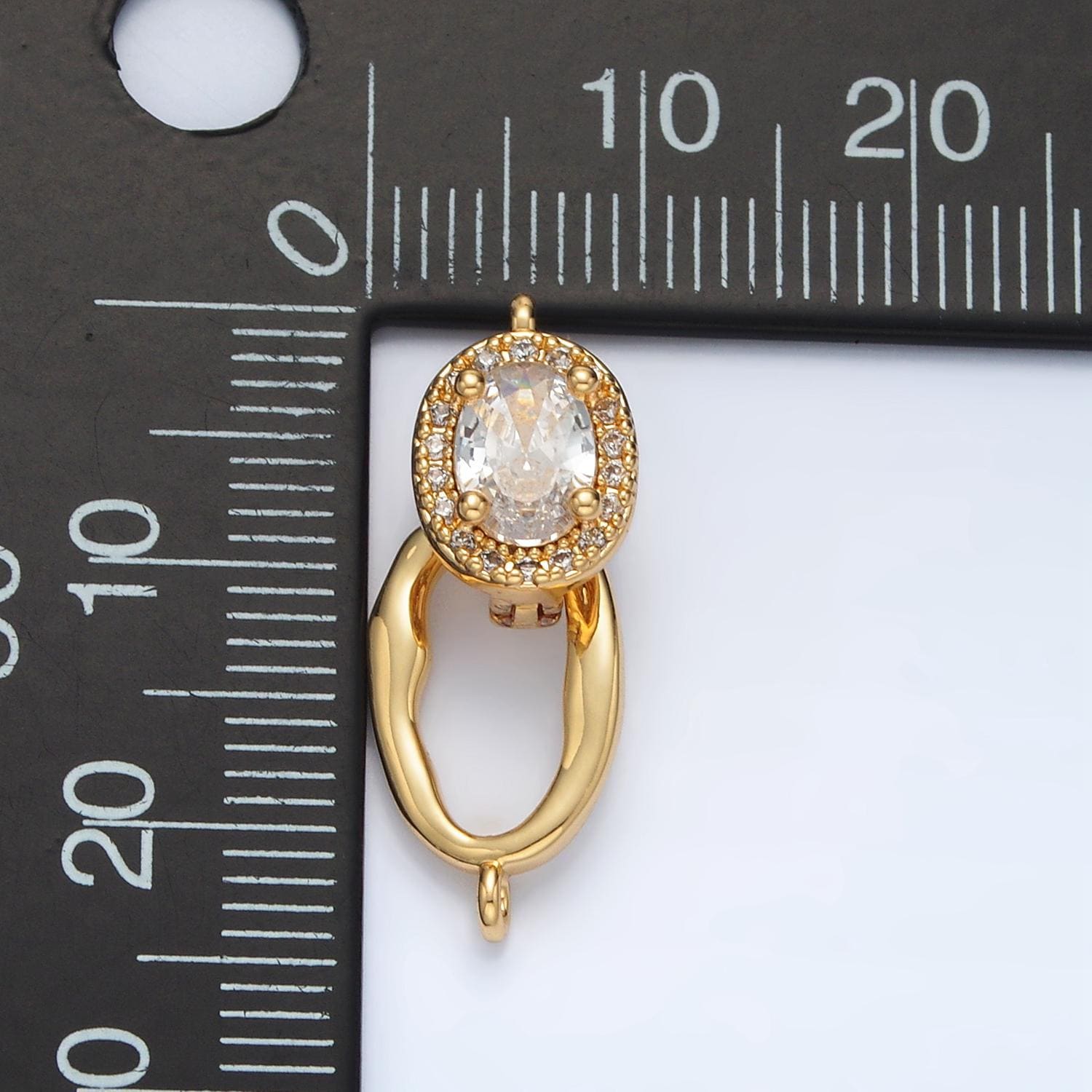 Cubic oval removable bail, gold charm enhancer clasp, pendant bail clasp, necklace making oval snap lock z890