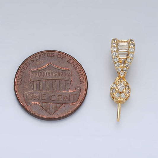 Pendant charm bail cup 14k gold filled cup and peg pendant pinch bail connector peg drop bail for half drilled pearls and bead z889