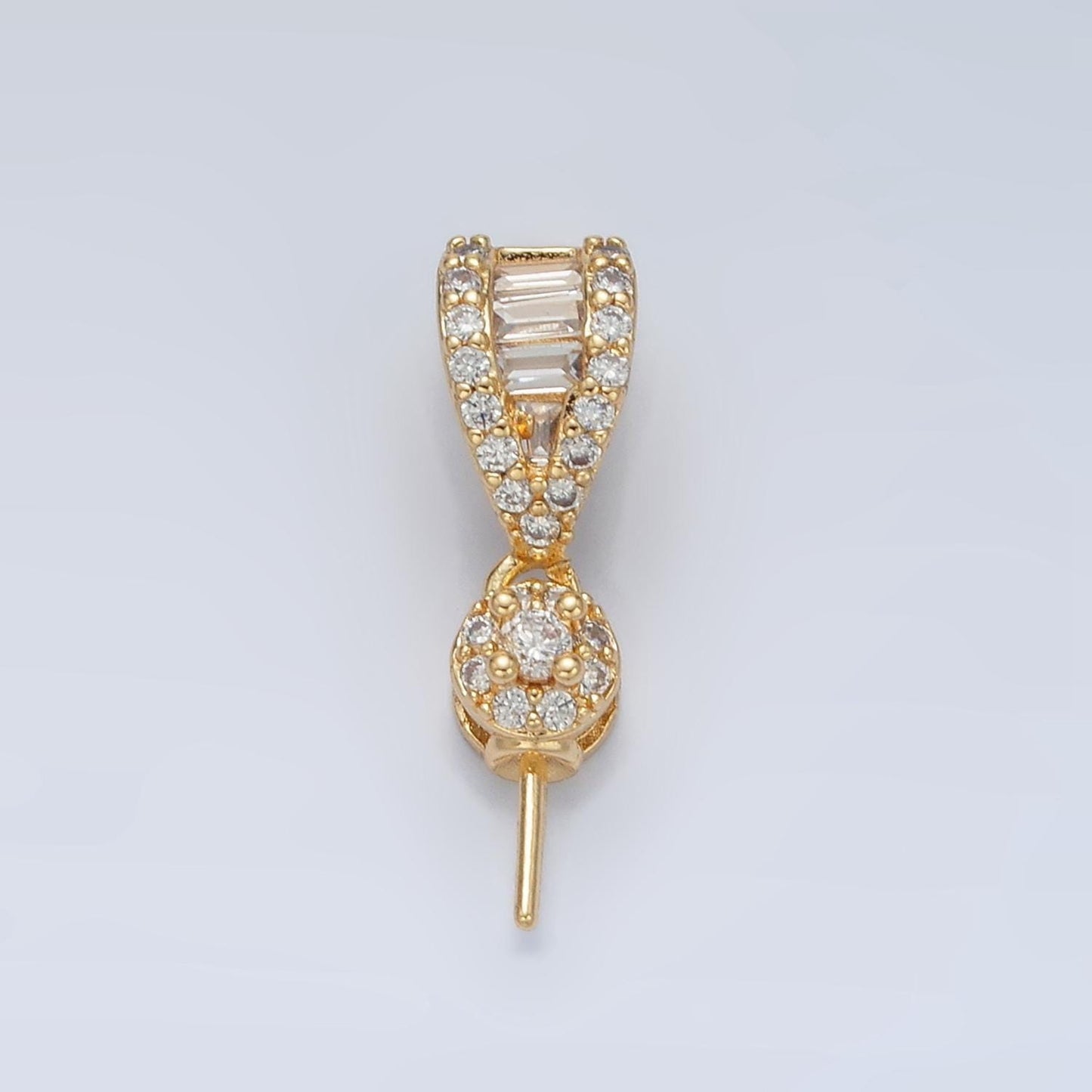 Pendant charm bail cup 14k gold filled cup and peg pendant pinch bail connector peg drop bail for half drilled pearls and bead z889
