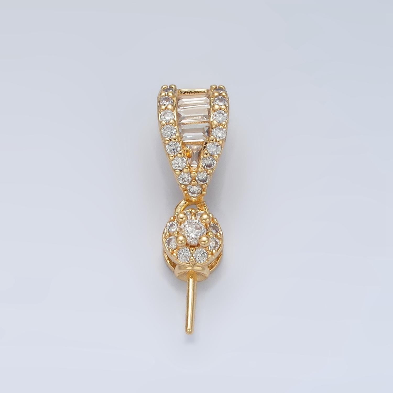 Pendant charm bail cup 14k gold filled cup and peg pendant pinch bail connector peg drop bail for half drilled pearls and bead z889