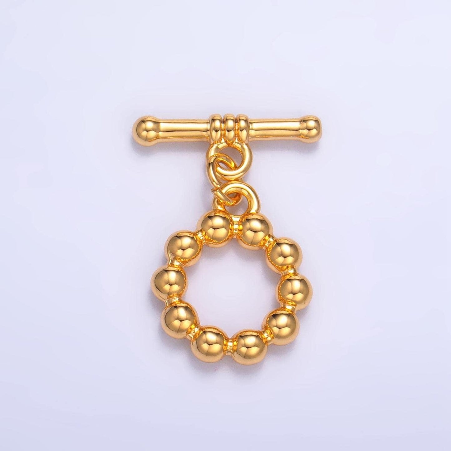 Round beaded bubble 24k gold filled toggle clasps closure supply in gold & silver | z-884