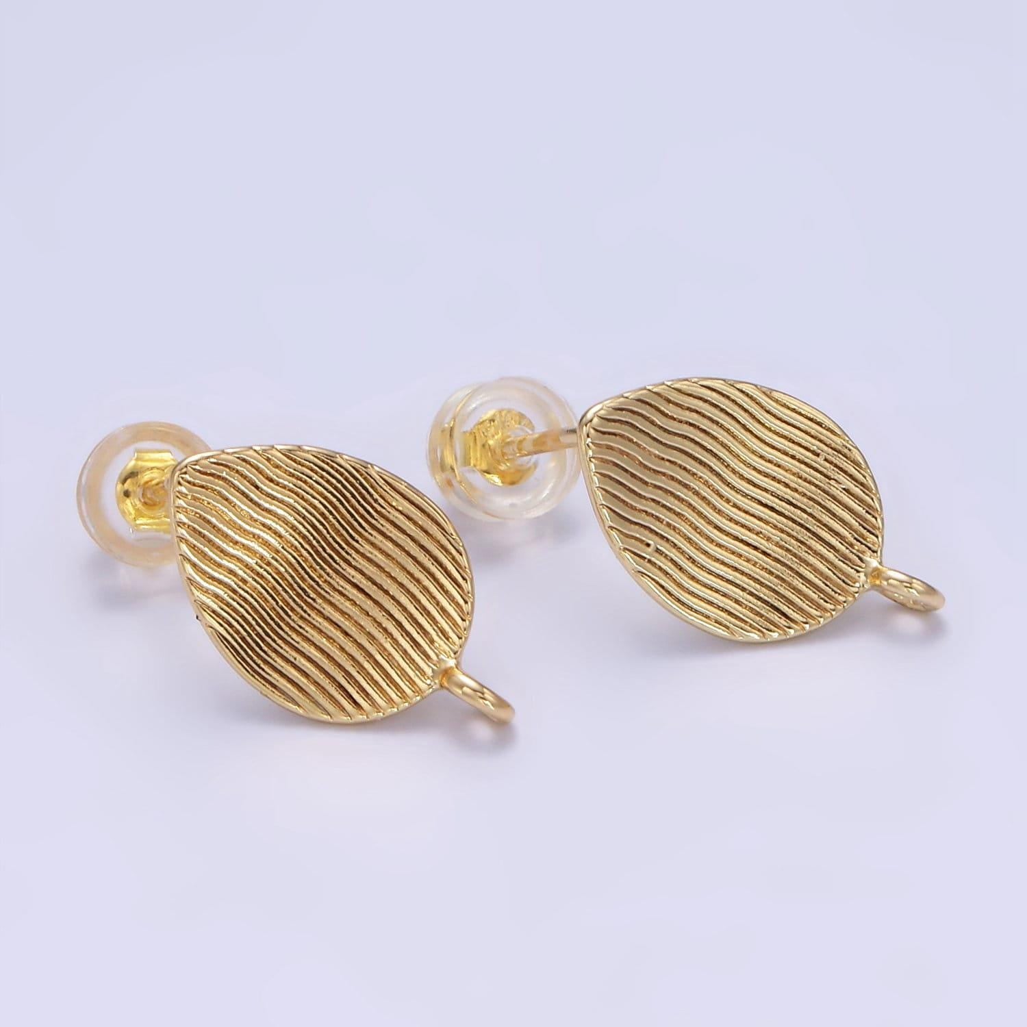 Dainty gold filled oval lined earring with loop for earring charm jewelry making supply z-814