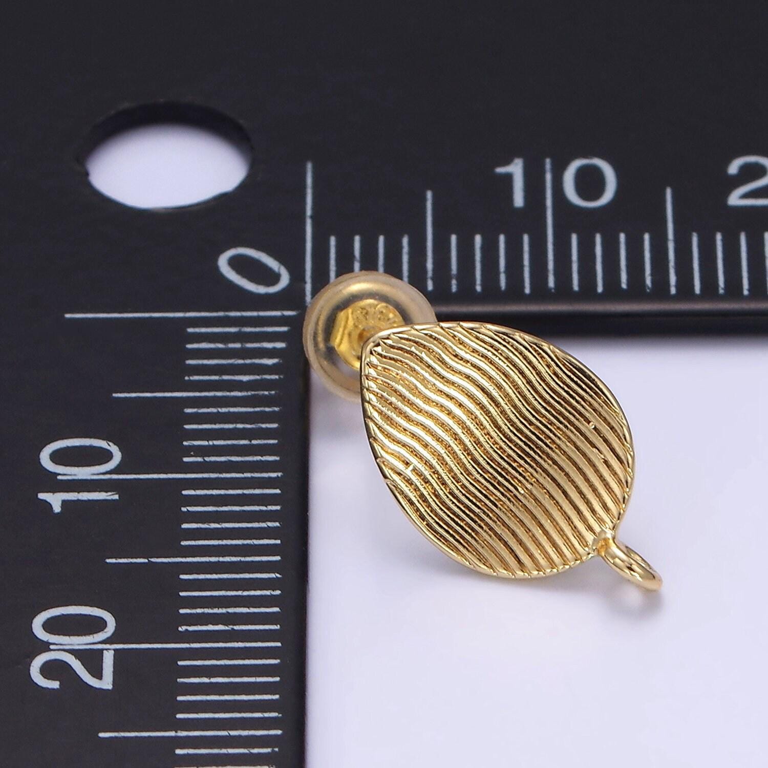 Dainty gold filled oval lined earring with loop for earring charm jewelry making supply z-814