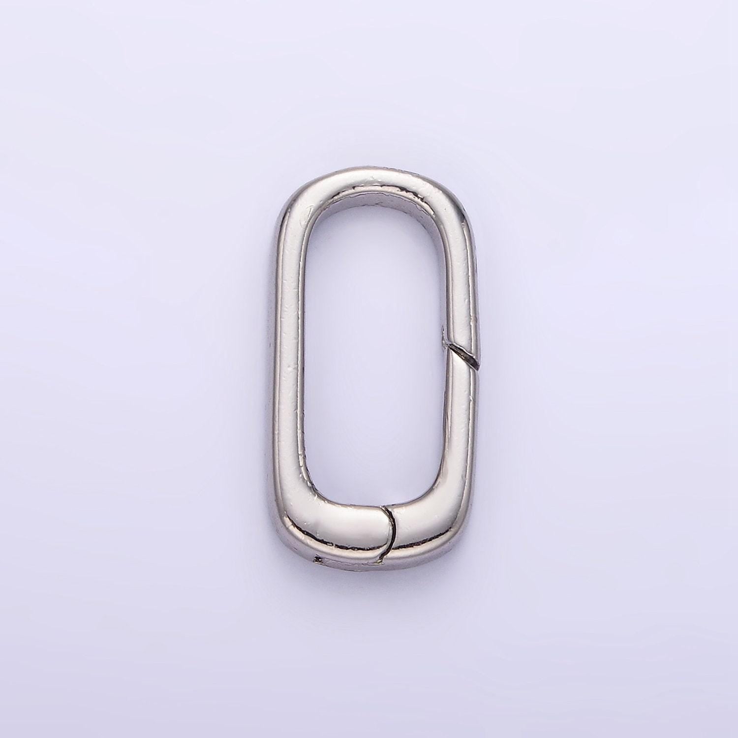 Dainty gold filled push in oval clasp for charm holder clasp pendants, 19.9 x 10.2mm silver clasp enhancer necklace component z-800