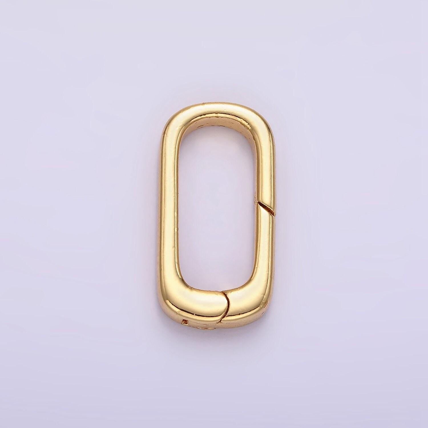 Dainty gold filled push in oval clasp for charm holder clasp pendants, 19.9 x 10.2mm silver clasp enhancer necklace component z-800