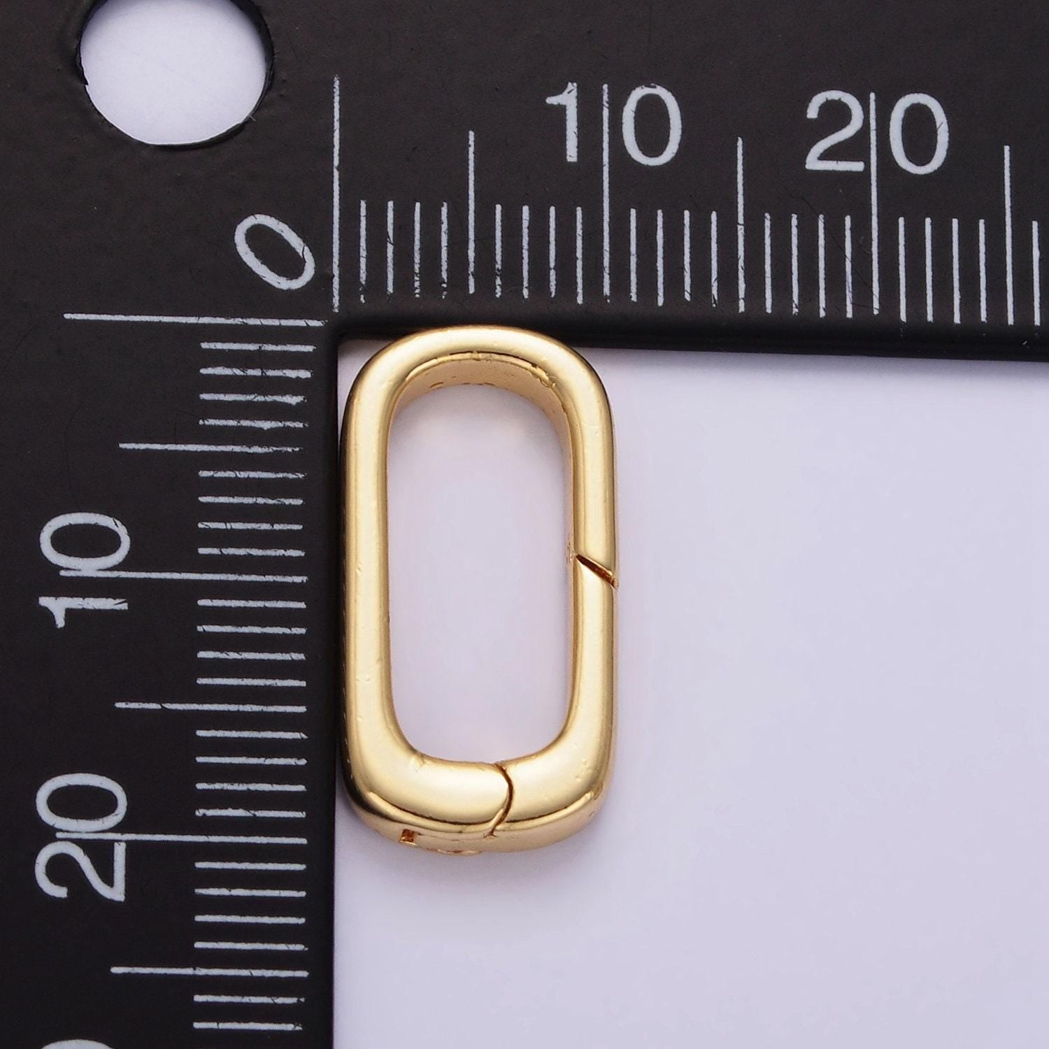 Dainty gold filled push in oval clasp for charm holder clasp pendants, 19.9 x 10.2mm silver clasp enhancer necklace component z-800