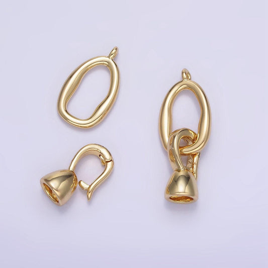 Dainty gold bail charm holder for rope string cord with loop tube bails cord bails slider bails for charm pendant hanging z784