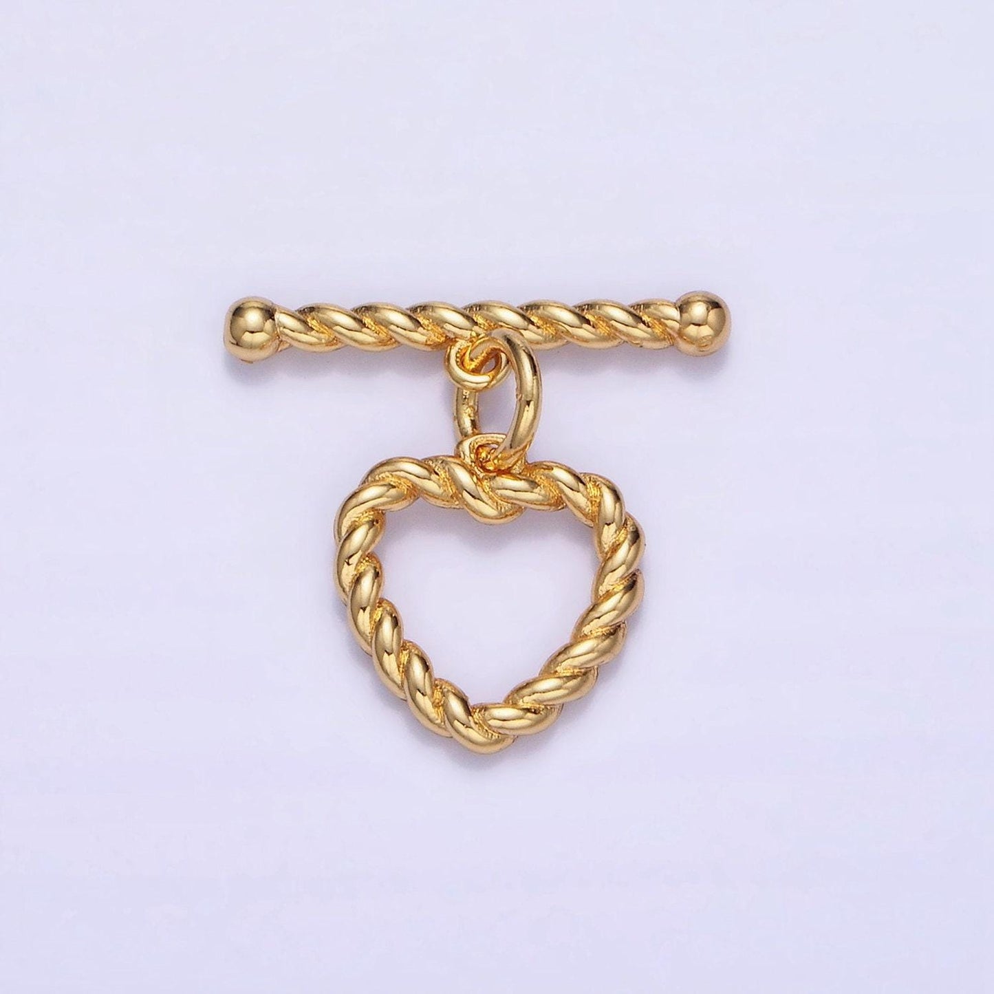 Dainty 14k gold filled heart rope ot toggle clasps twisted croisant end clasp for jewelry making bracelet necklace bar fancy clasp z-778